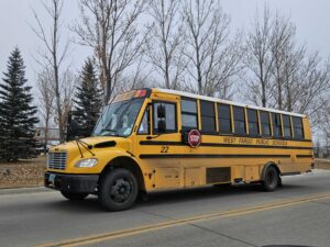 A school bus on a West Fargo street