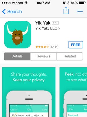 In 2014, the Yik Yak app was wildly popular among college students.